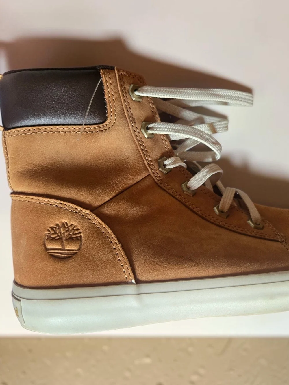 Timberland Tan High-Top Casual Sneakers with White Sole